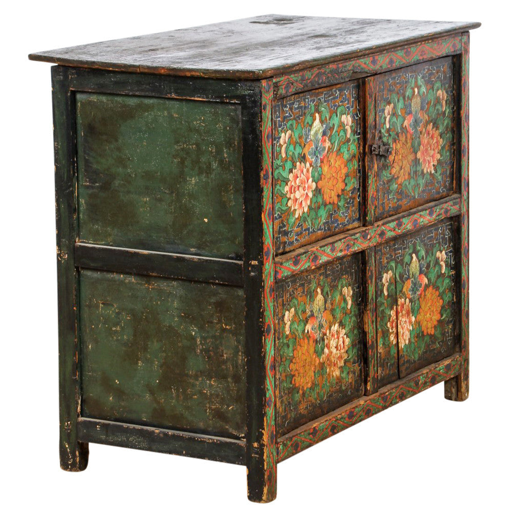 Antique Tibetan Floral Cabinet
