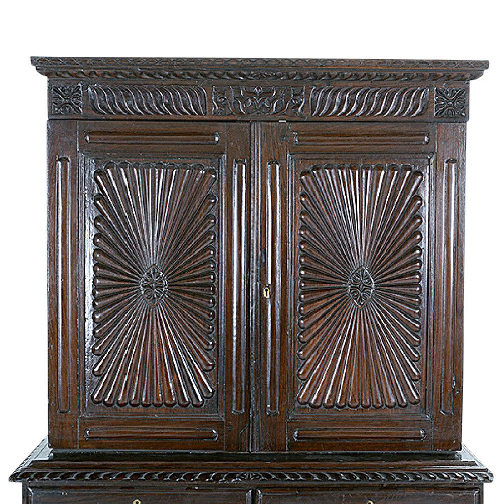 Beautiful Anglo Indian Sunburst Campaign Cabinet