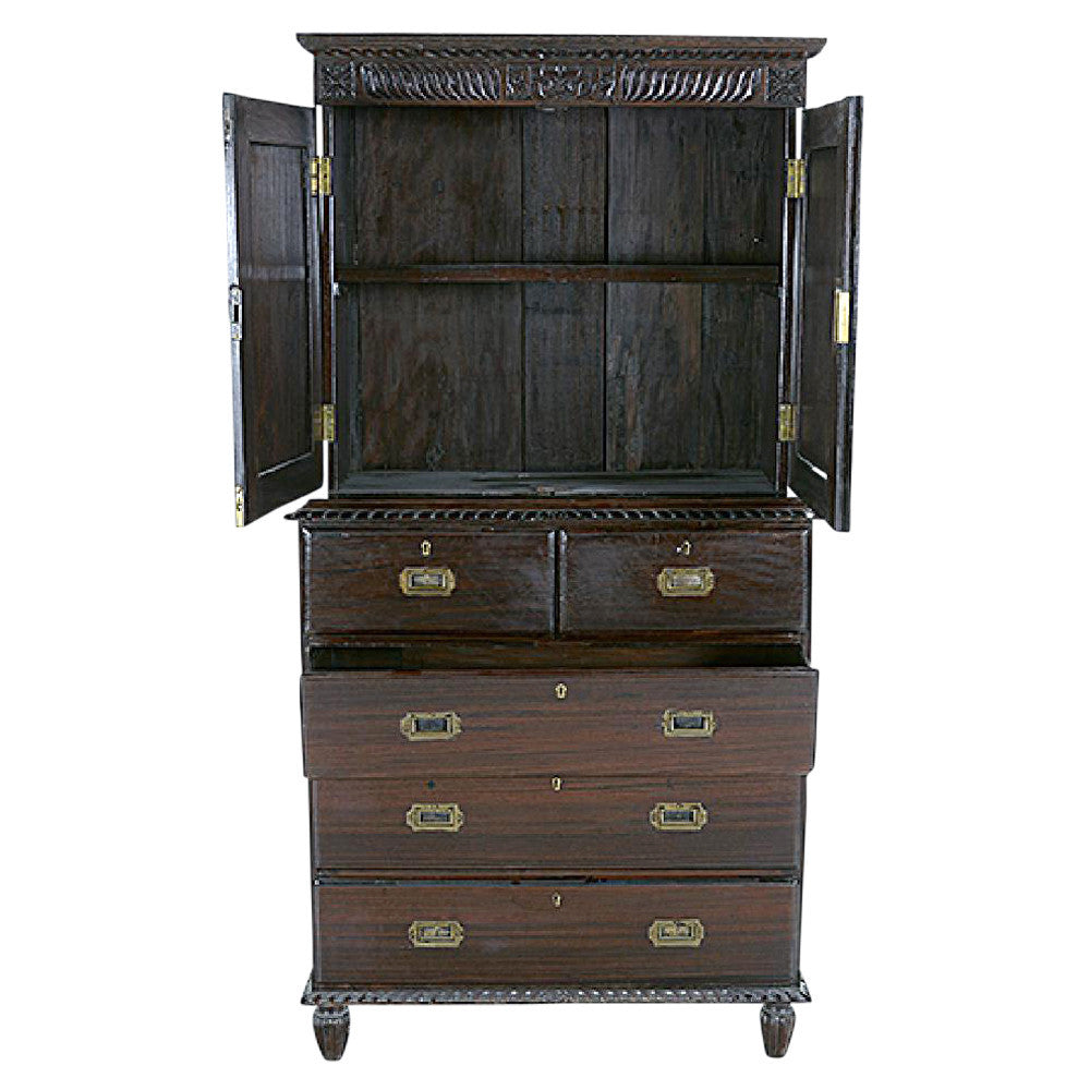 Beautiful Anglo Indian Sunburst Campaign Cabinet