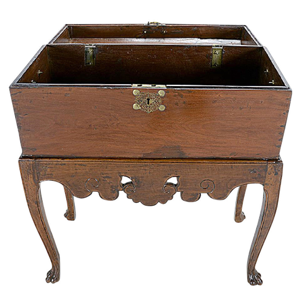 Dome Top Antique Asian Chest On Stand
