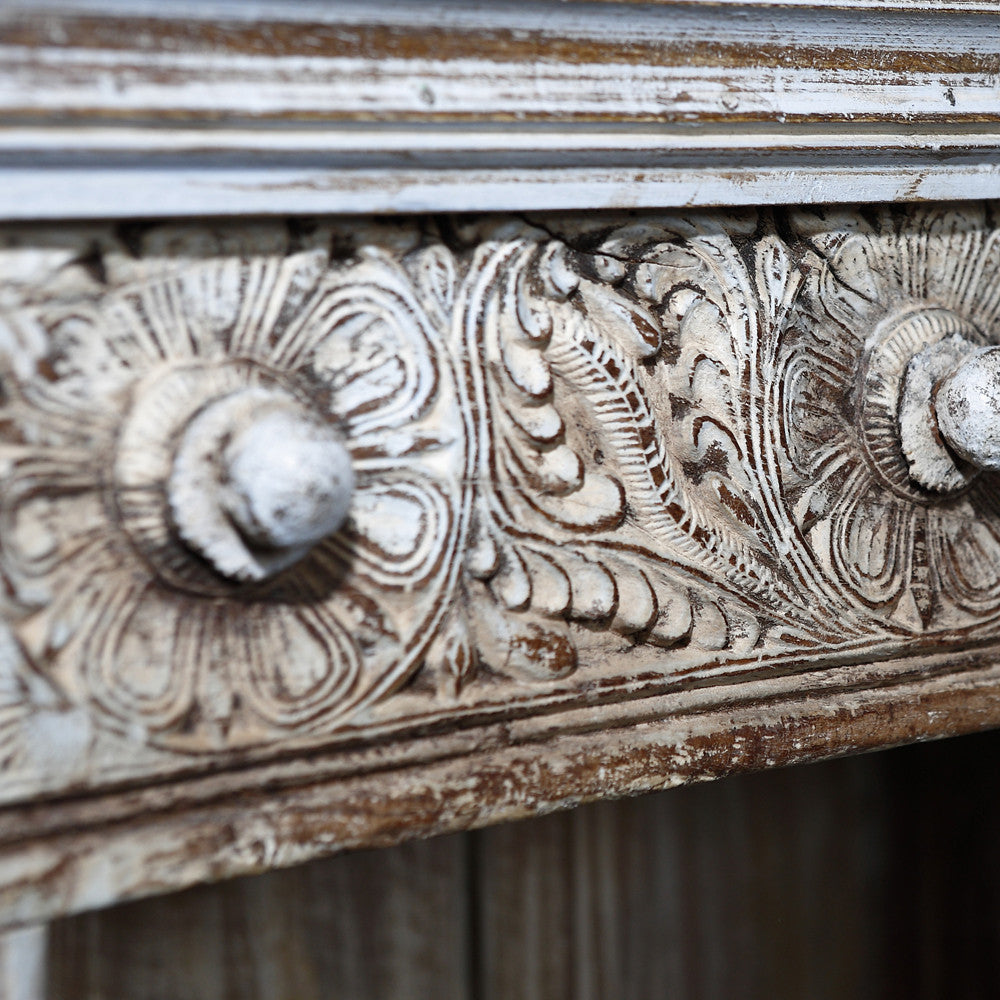 Whitewash Carved Bookcase