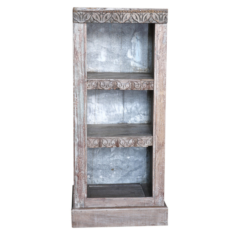 Whitewash Carved Front Bookcase