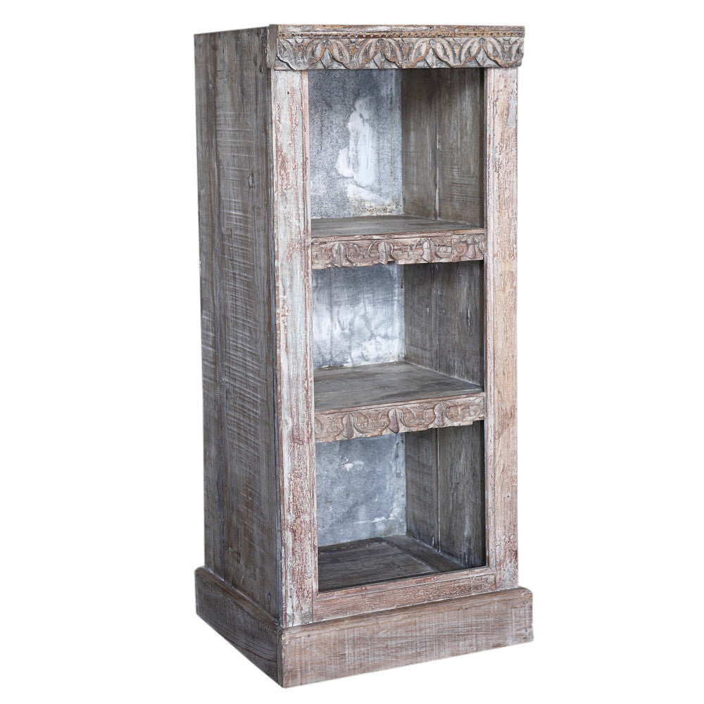 Whitewash Carved Front Bookcase