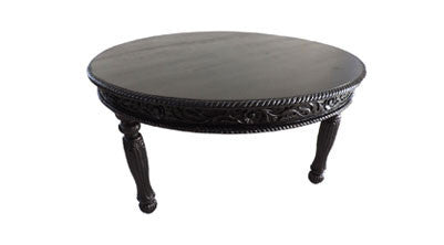 Ebony Anglo Indian Round Carved Table