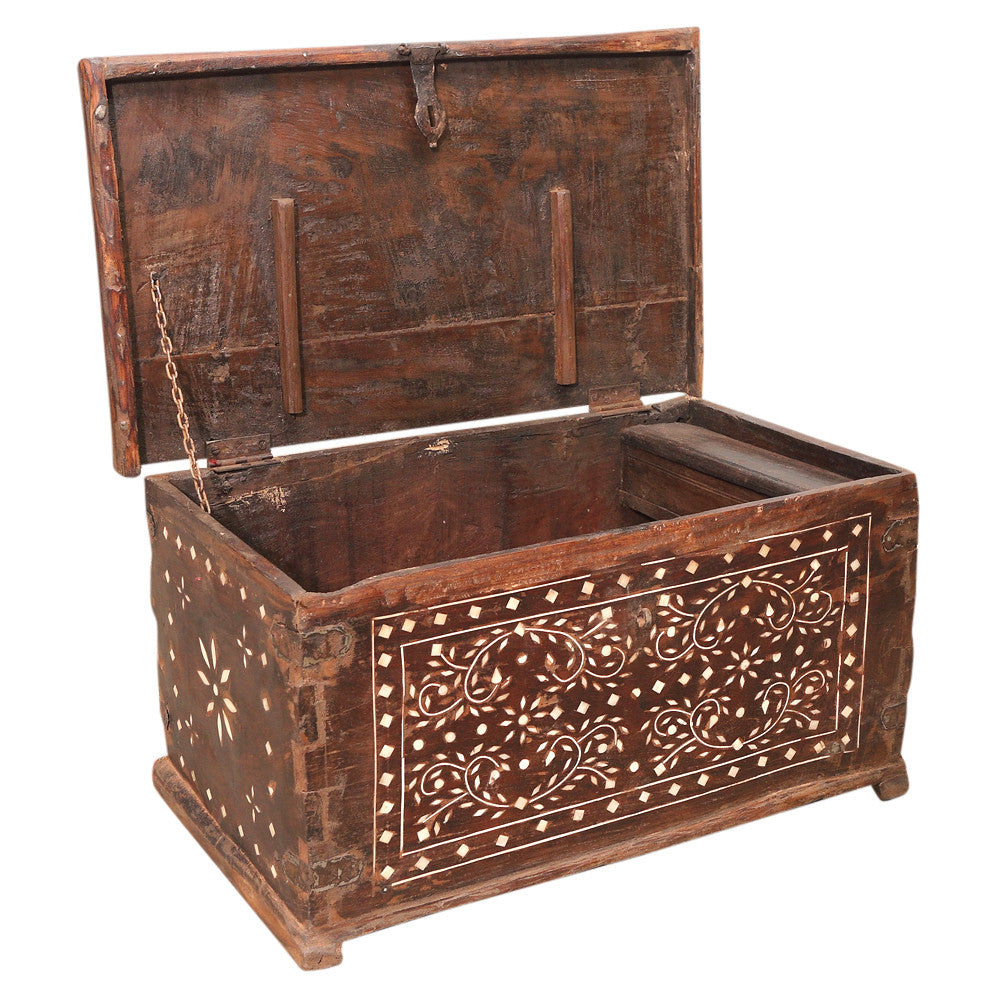 Aged Anglo Indian Bone Inlay Trunk