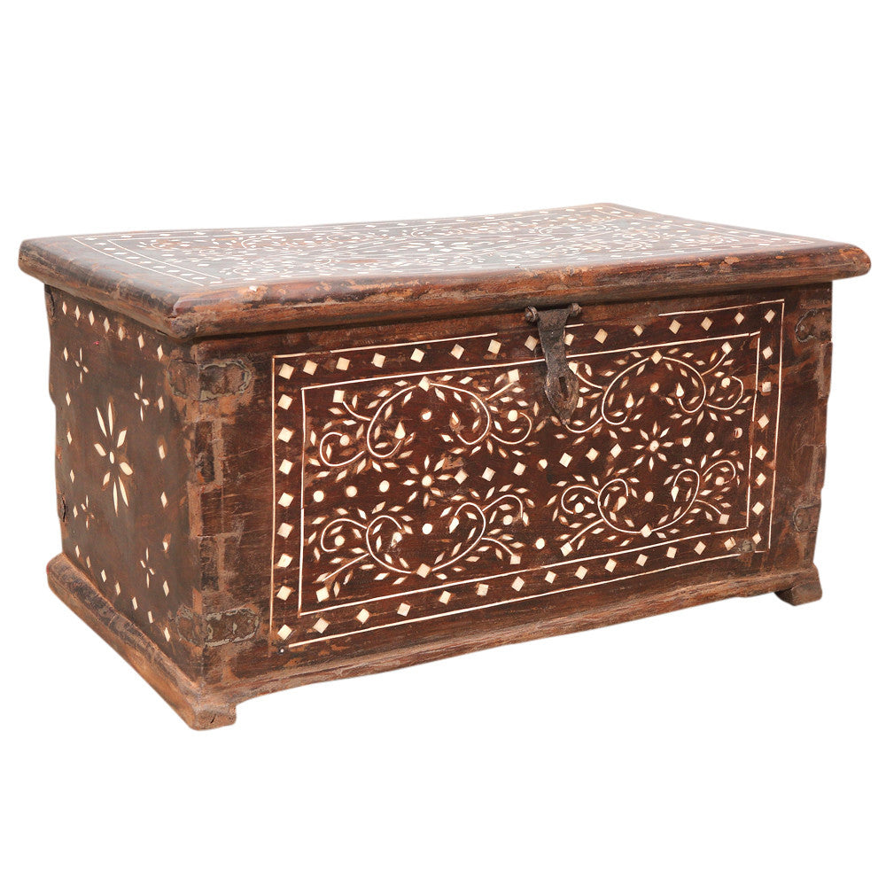 Aged Anglo Indian Bone Inlay Trunk
