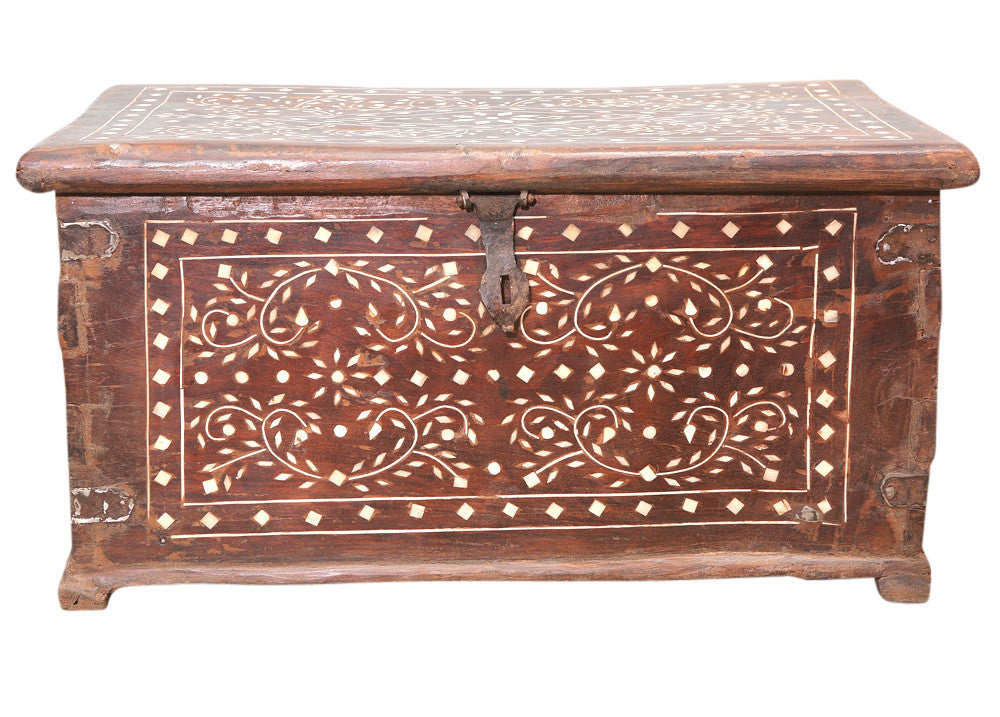 Aged Anglo Indian Bone Inlay Trunk