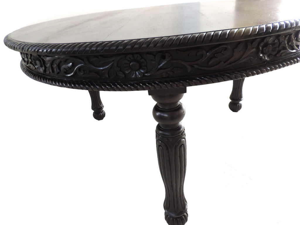 Ebony Anglo Indian Round Carved Table