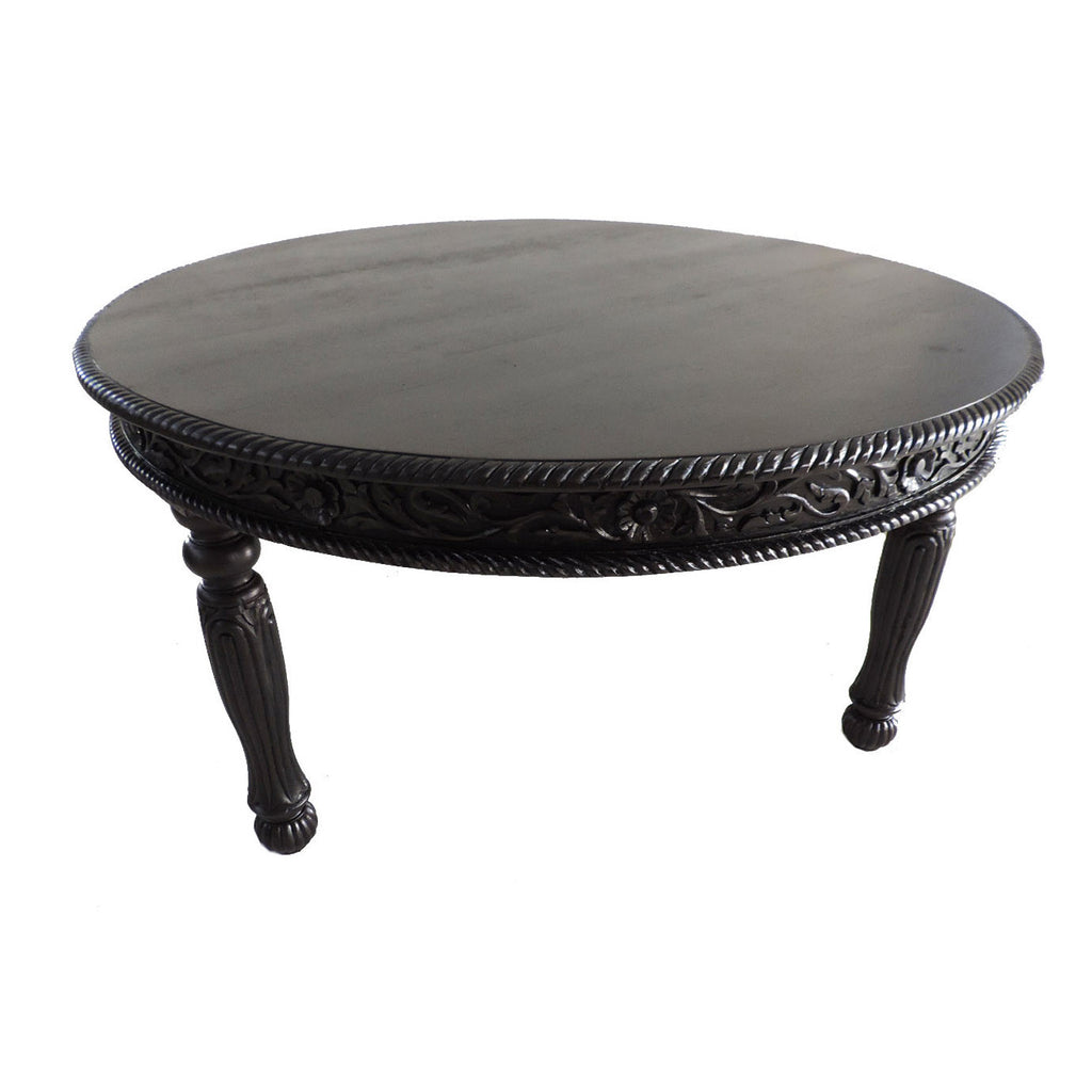 Ebony Anglo Indian Round Carved Table