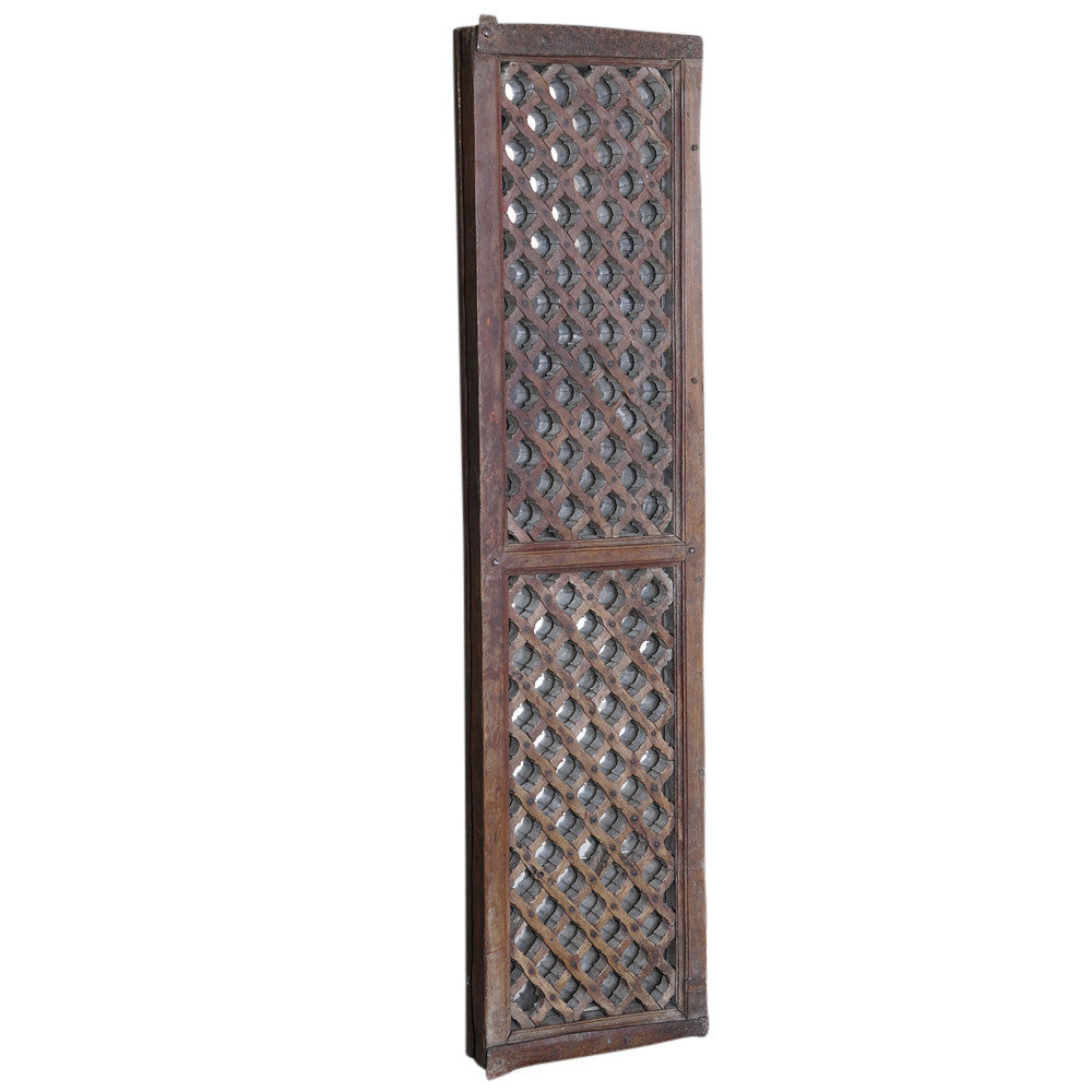 Antique Asaja Carved Lattice Mirror