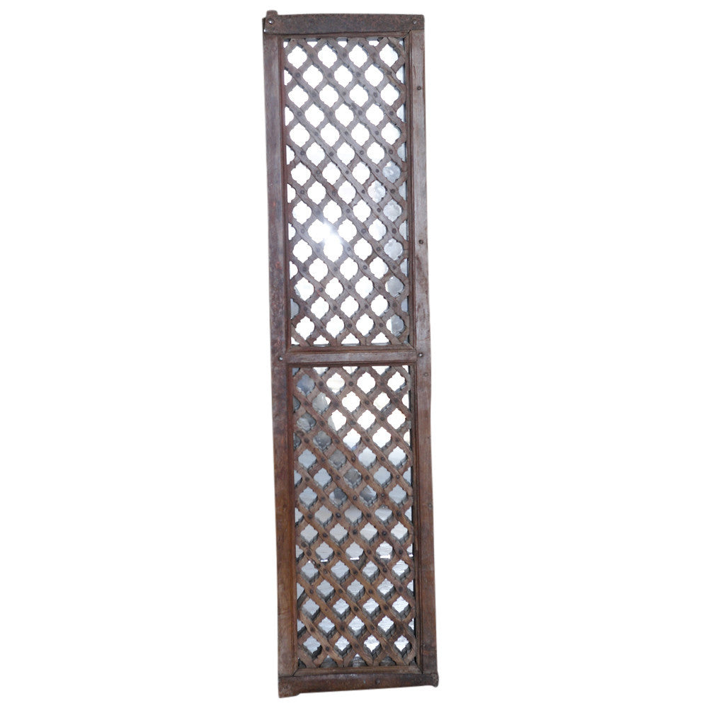 Antique Asaja Carved Lattice Mirror