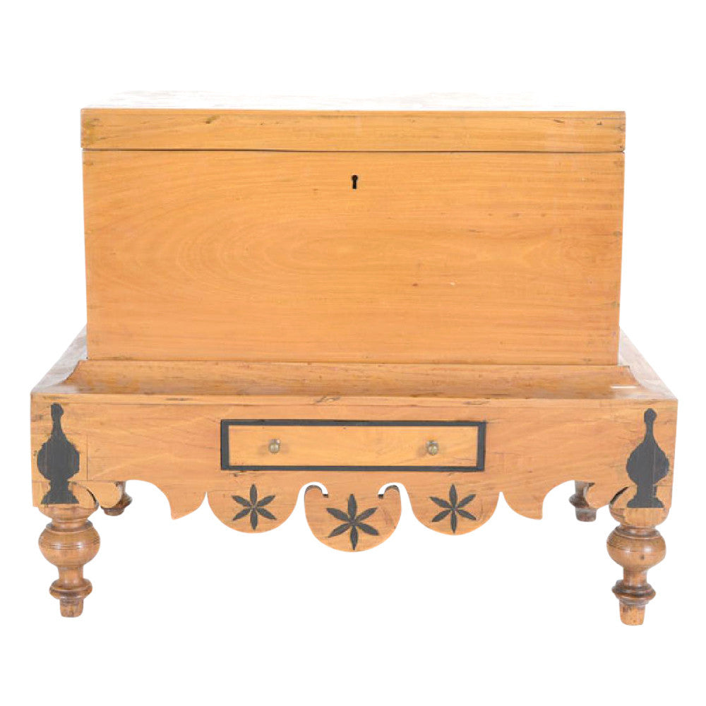 Antique Dutch Colonial Trunk On Stand