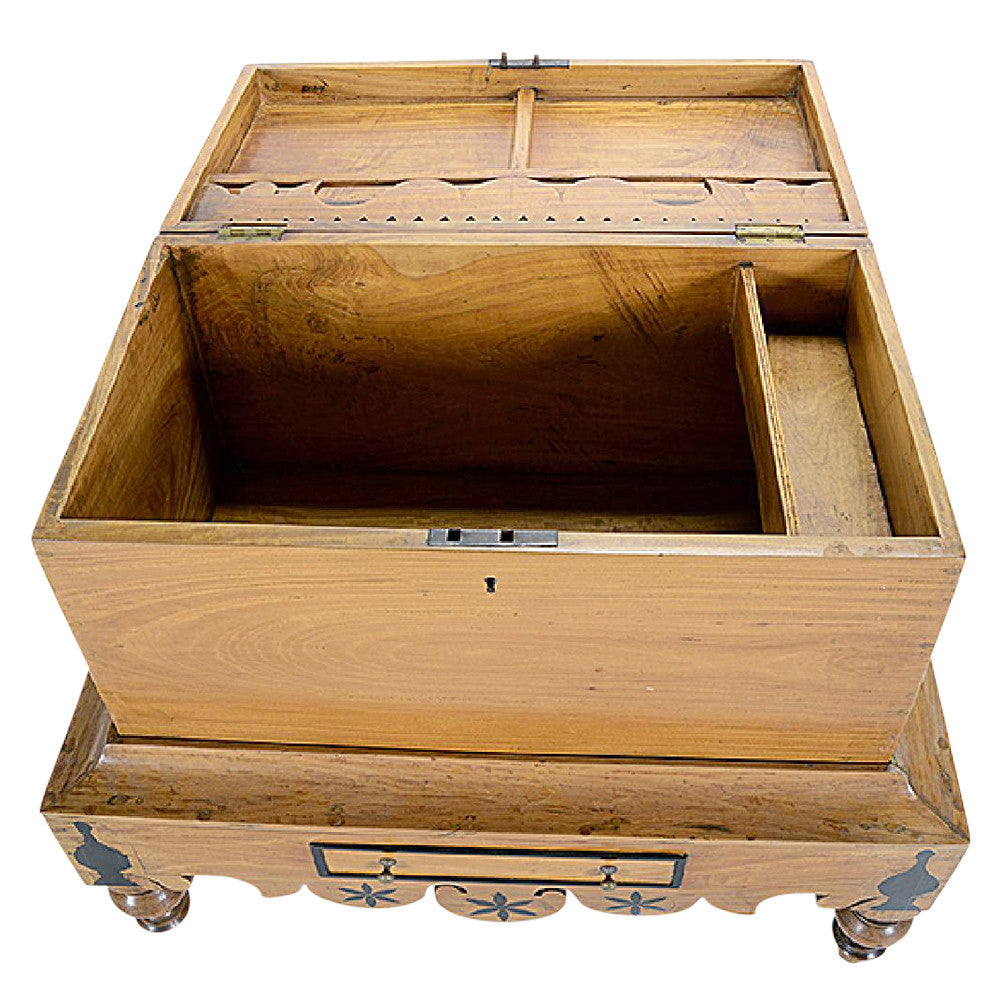 Antique Dutch Colonial Trunk On Stand