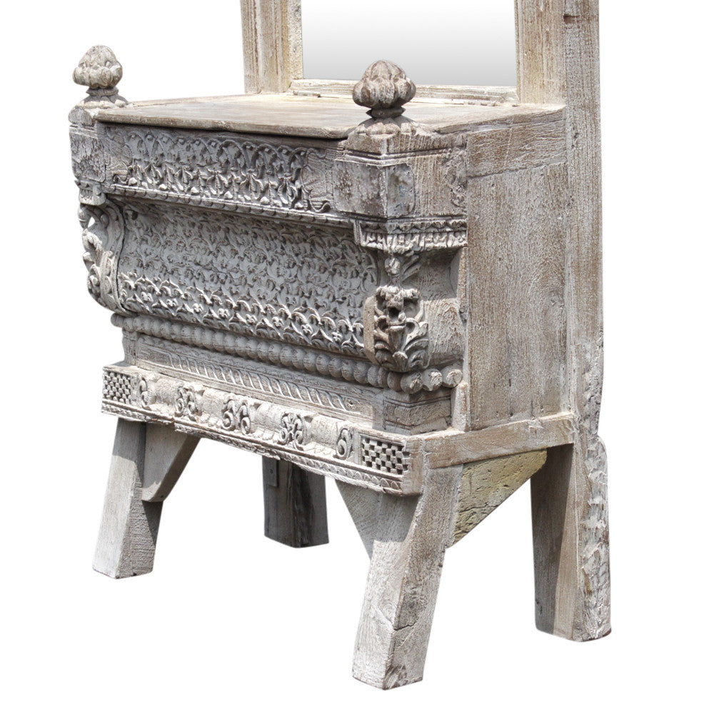 Architectural Whitewash Carved Vanity