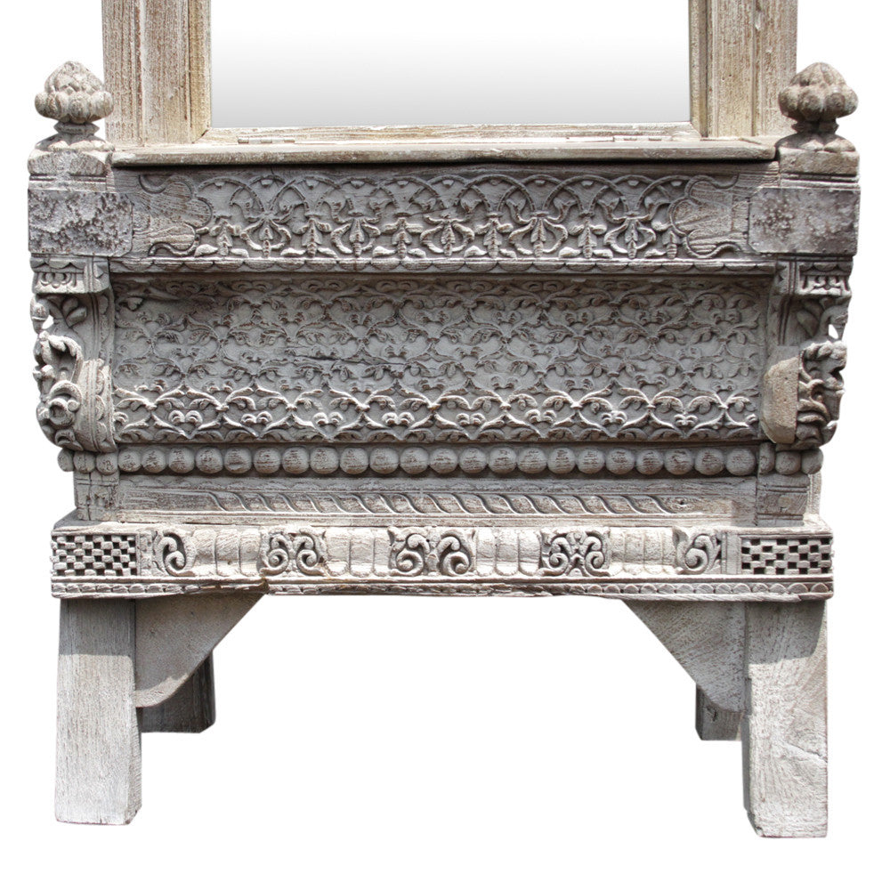 Architectural Whitewash Carved Vanity