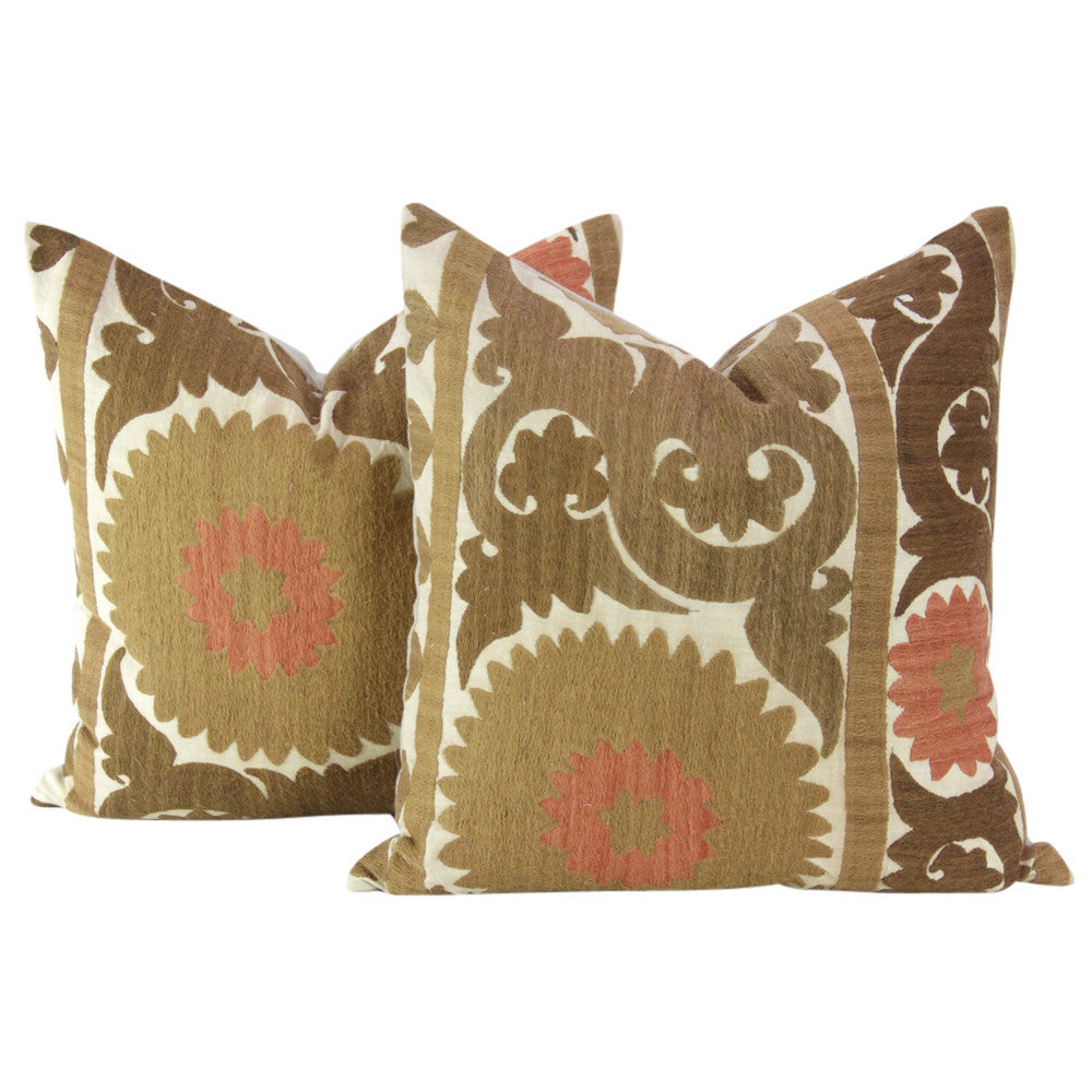 Bhura Suzani Square Pillow, Pair