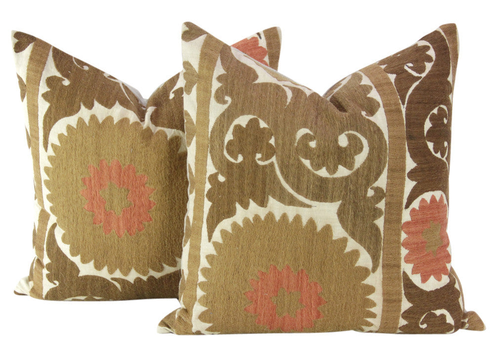Bhura Suzani Square Pillow, Pair