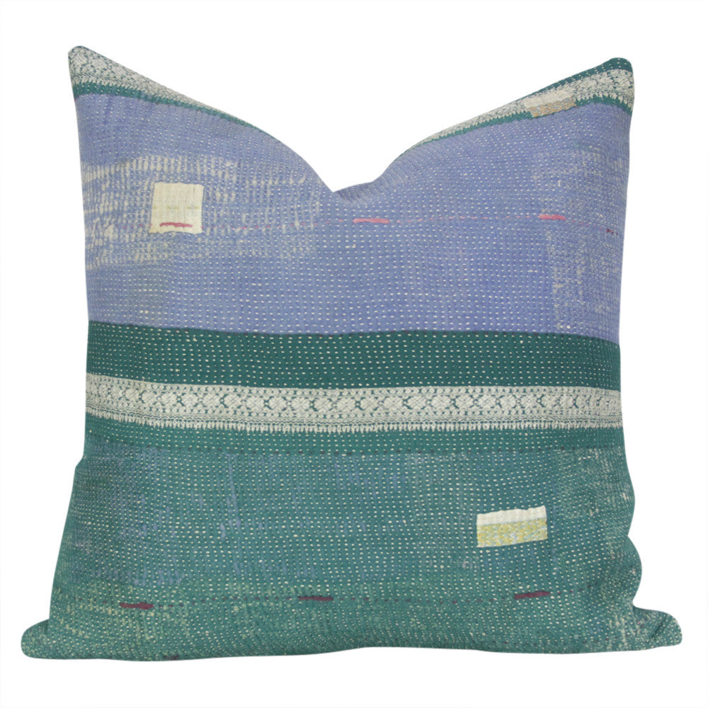 Blue & Green Bengal Kantha Pillow