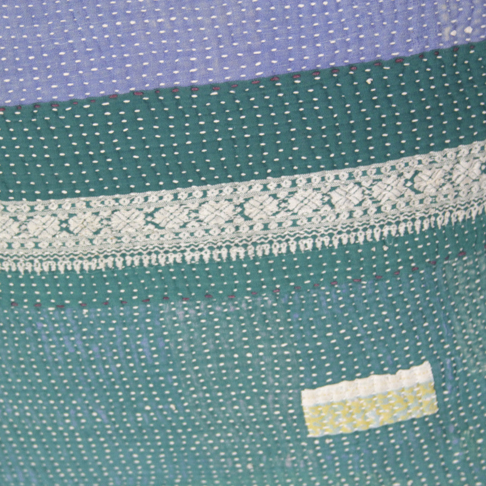 Blue & Green Bengal Kantha Pillow