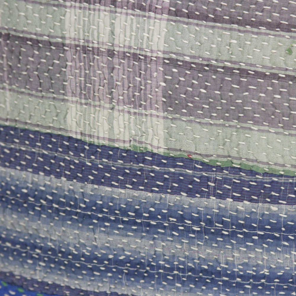Blue & Grey Bengal Kantha Lumbar Pillow