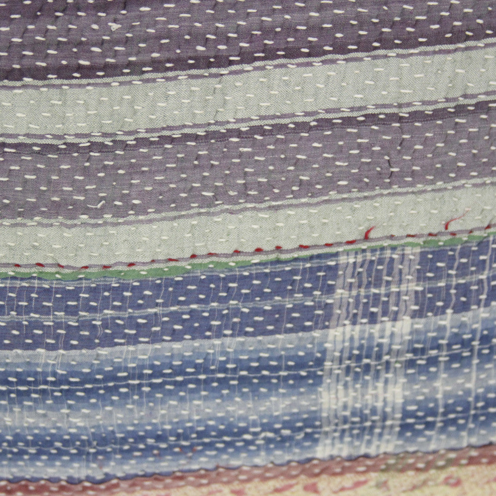 Blue Plaid Bengal Kantha Lumbar Pillow