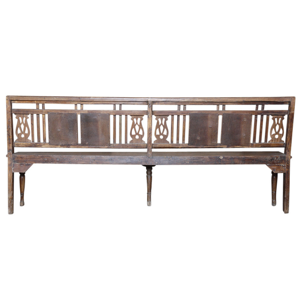 British Colonial Teak Rose Tile Bench