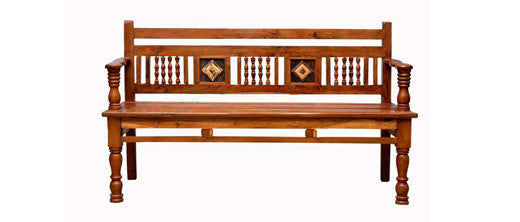 British Colonial Teak Tile Bench
