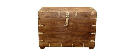 Campaign Style Teak & Brass Trunk