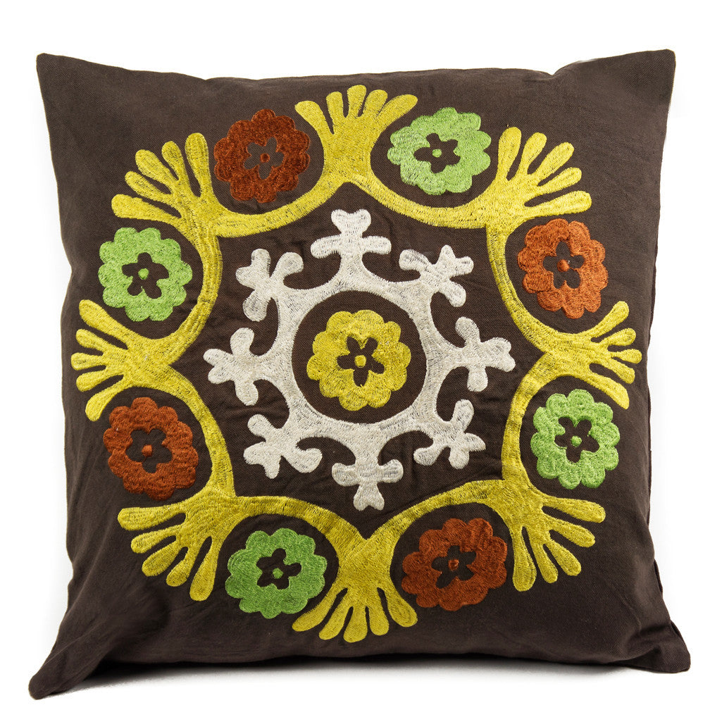 Floral Canvas Suzani Pillow