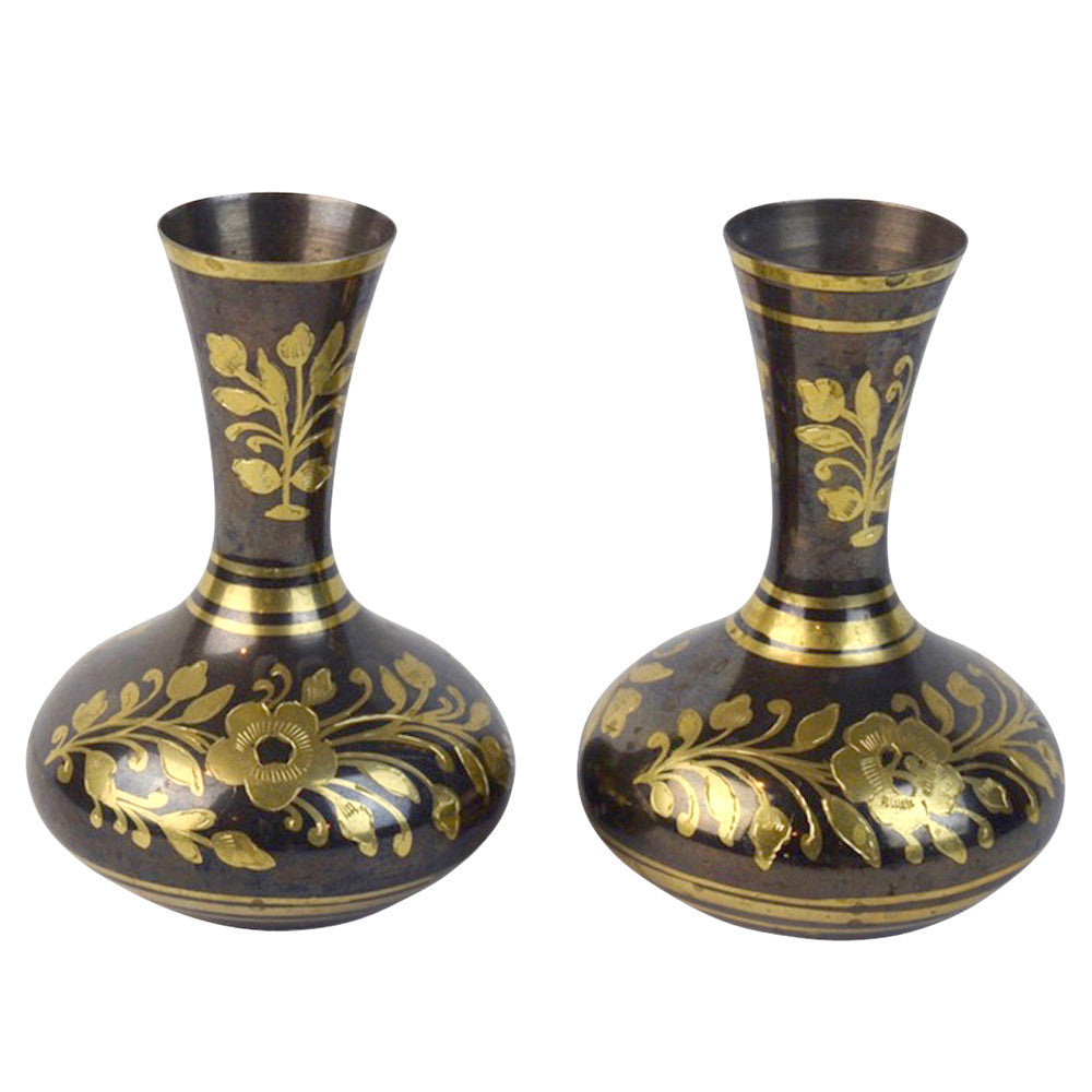 Pair Of Kashmiri Brass Vases
