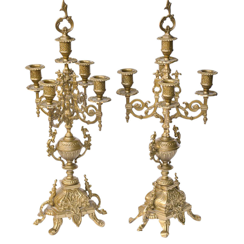 Pair of Italian Brass Candelabras