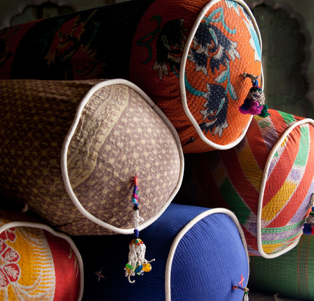 Pushpa Kantha Bolster Pillow