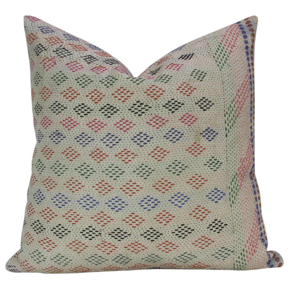Diamond Bengal Kantha Pillow, Pair