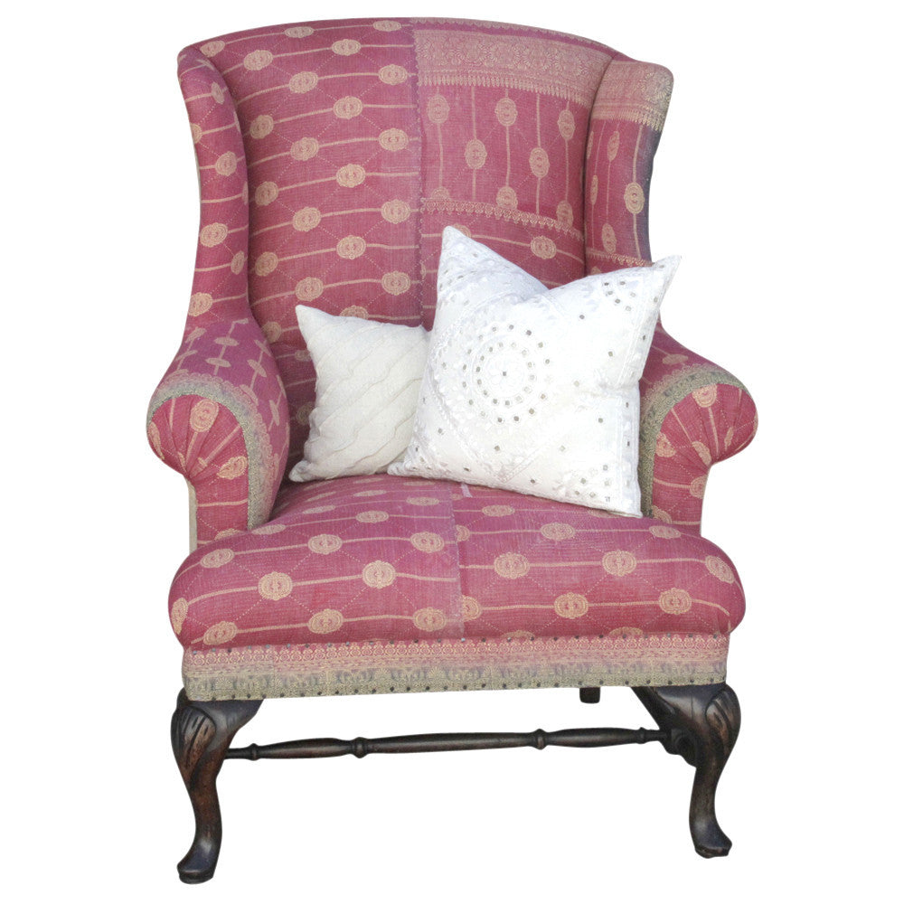 English Kantha Wingback Chair