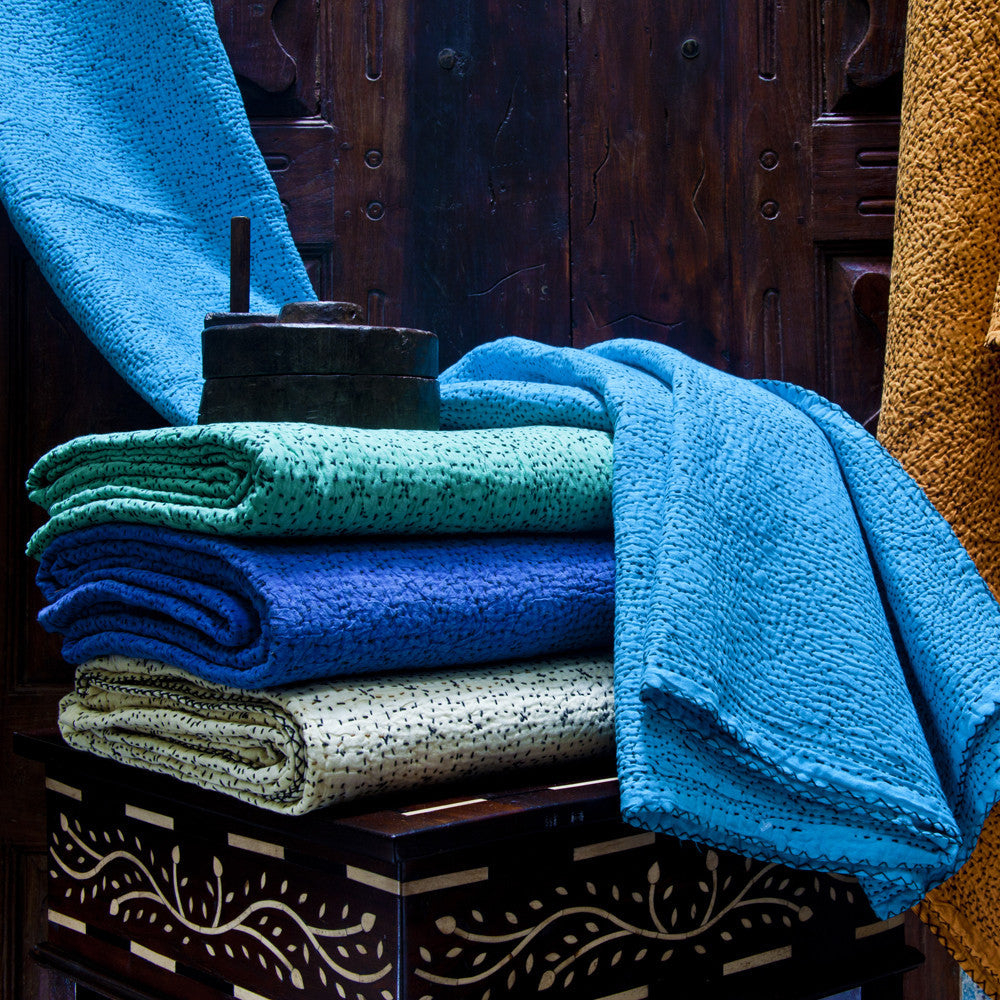 Turquoise Filanan Gudari Bed Cover