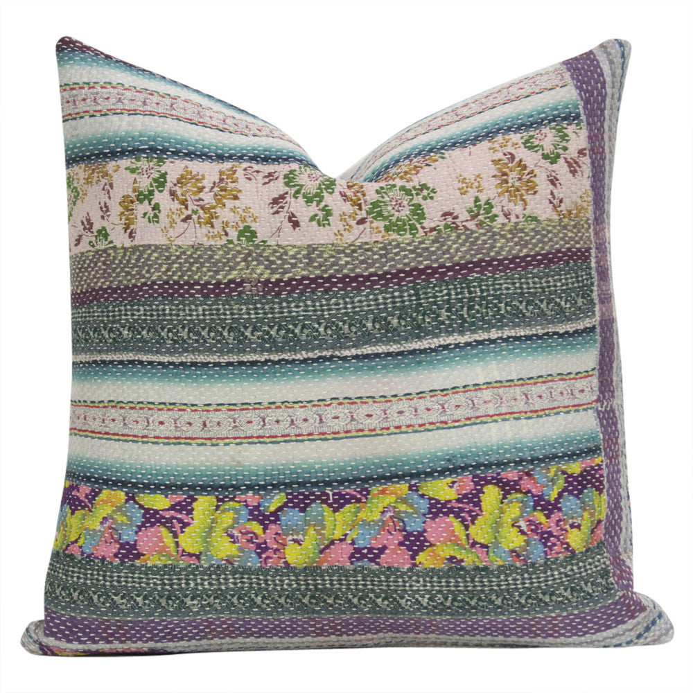 Floral Bengal Kantha Pillow