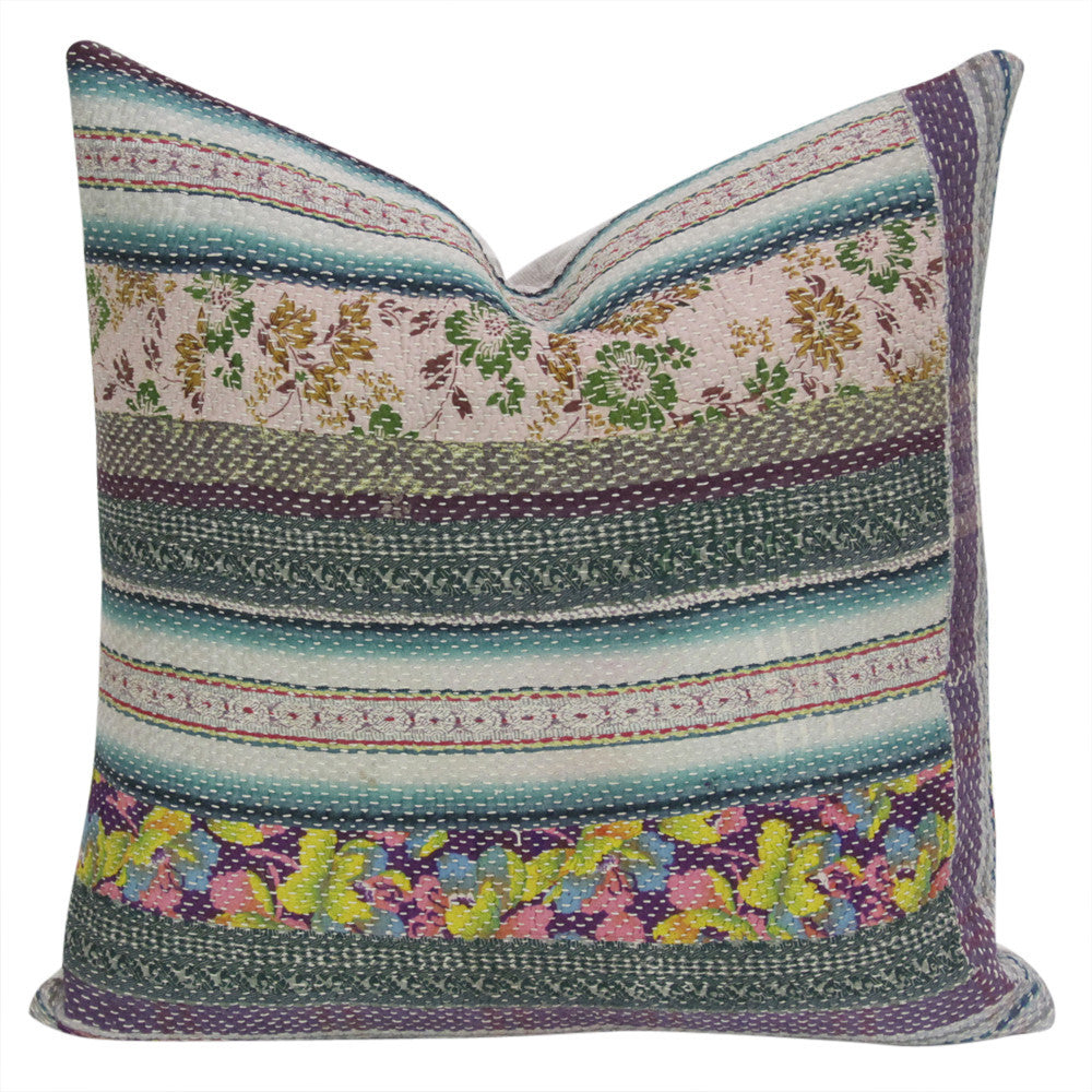 Floral Bengal Kantha Pillow