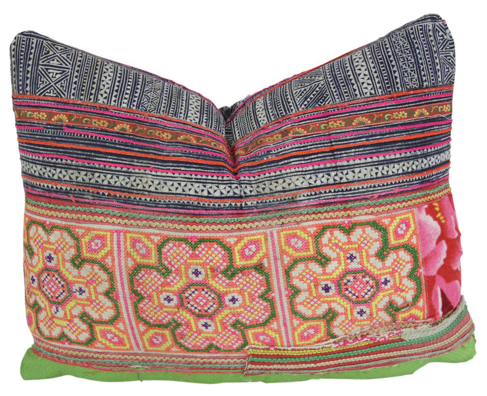 Floral Hmong Hill Tribe Pillow