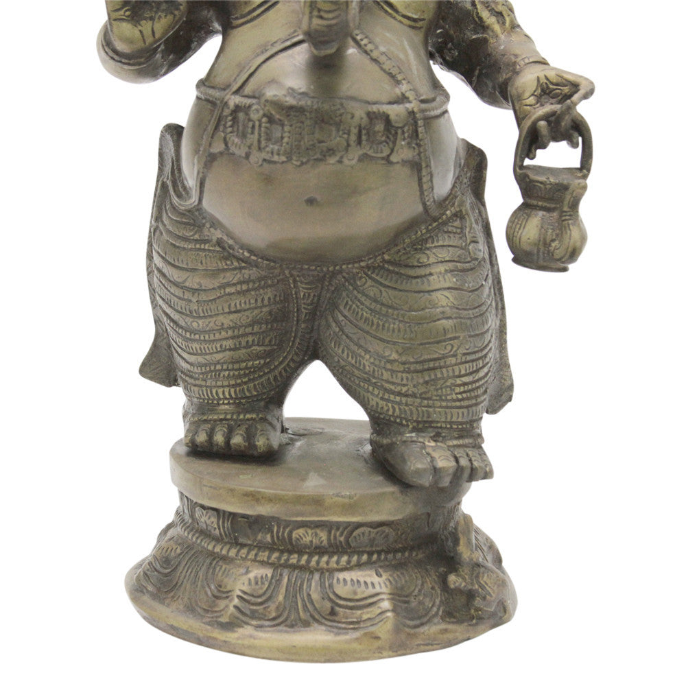 Ganesha w/ Parasol Brass Statue