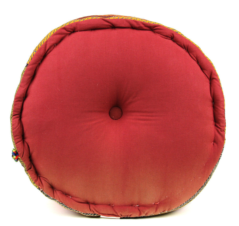 Red Geometric Mathuravati Pouf