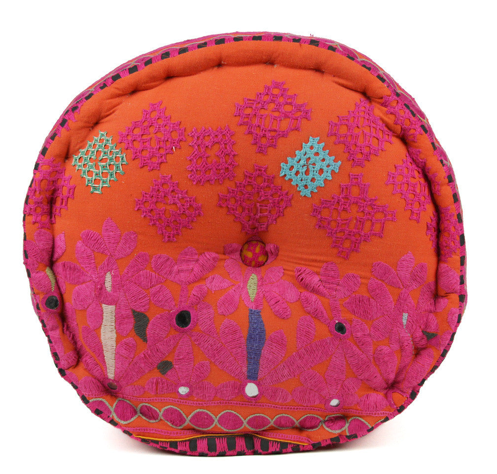 Orange Aakriti Mathuravati Pouf