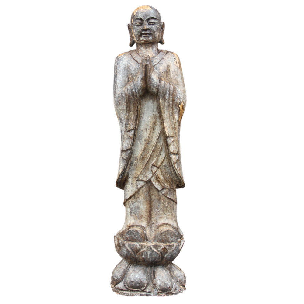 Antique Carved Monk Statue