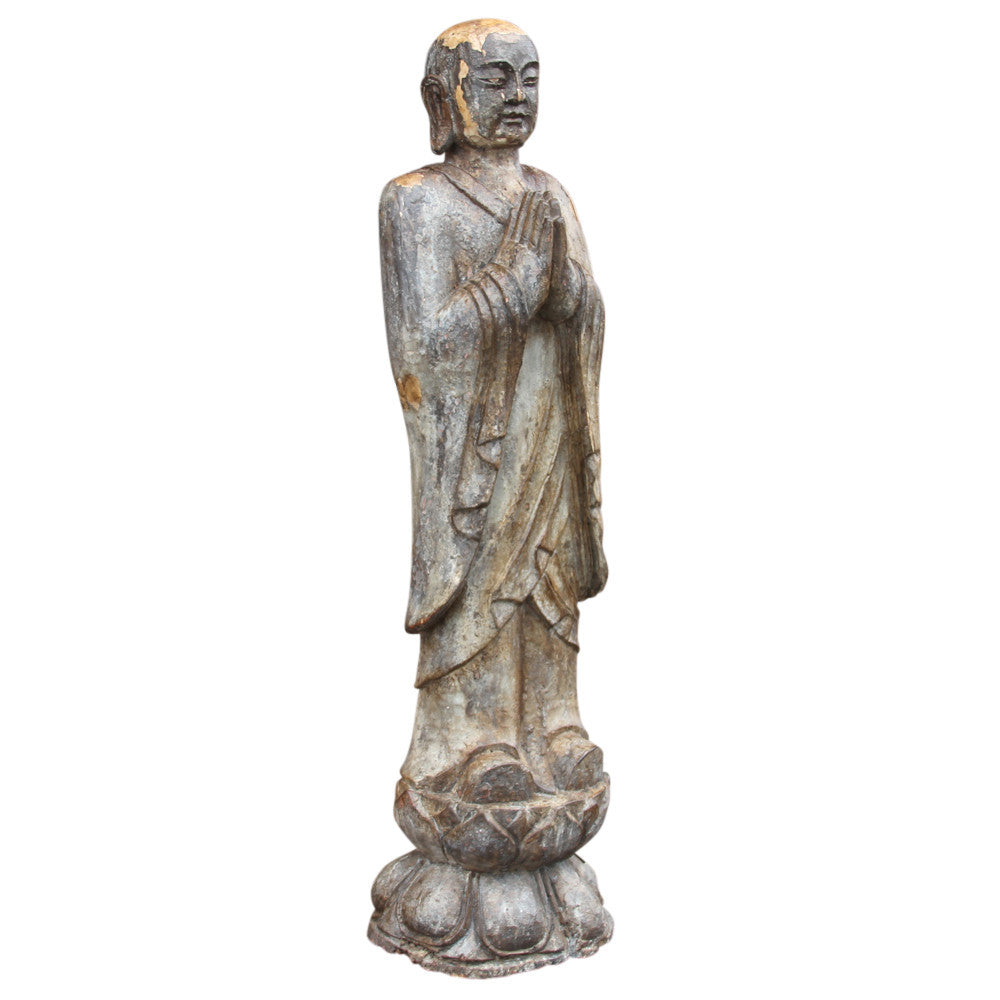 Antique Carved Monk Statue