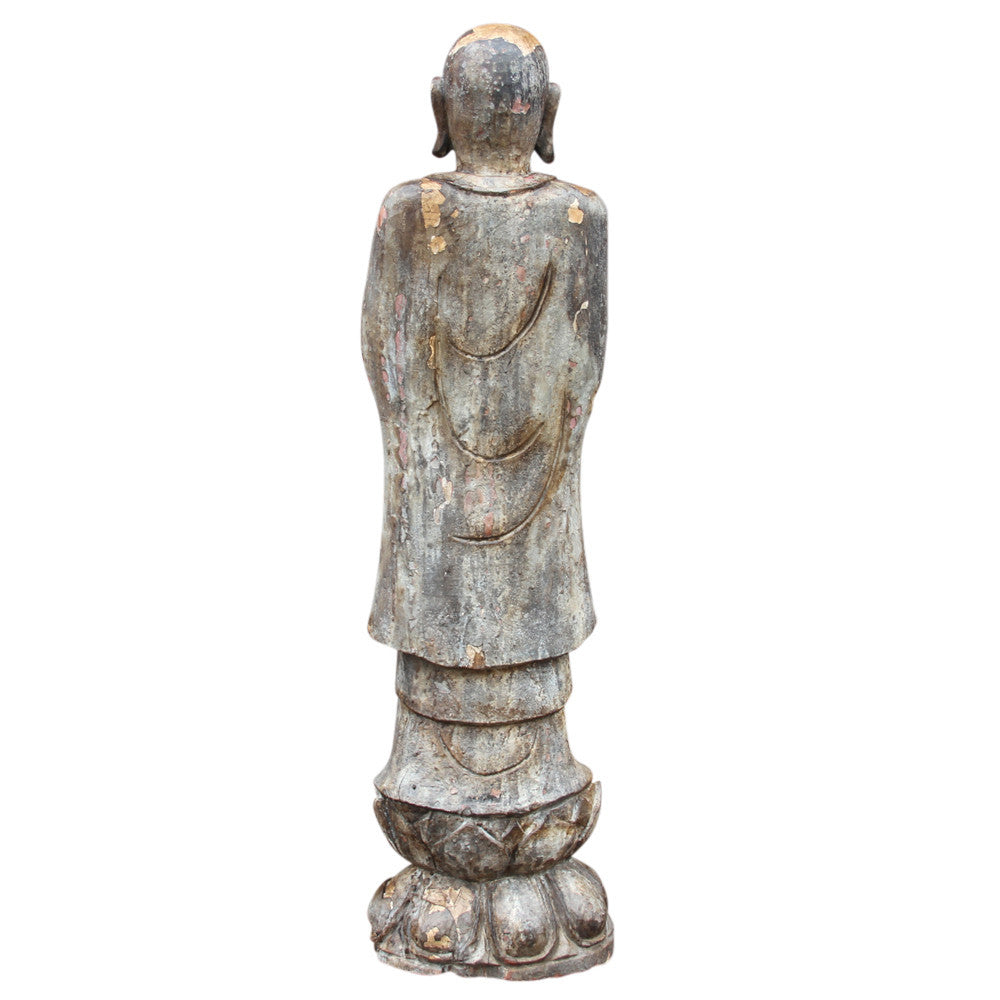 Antique Carved Monk Statue