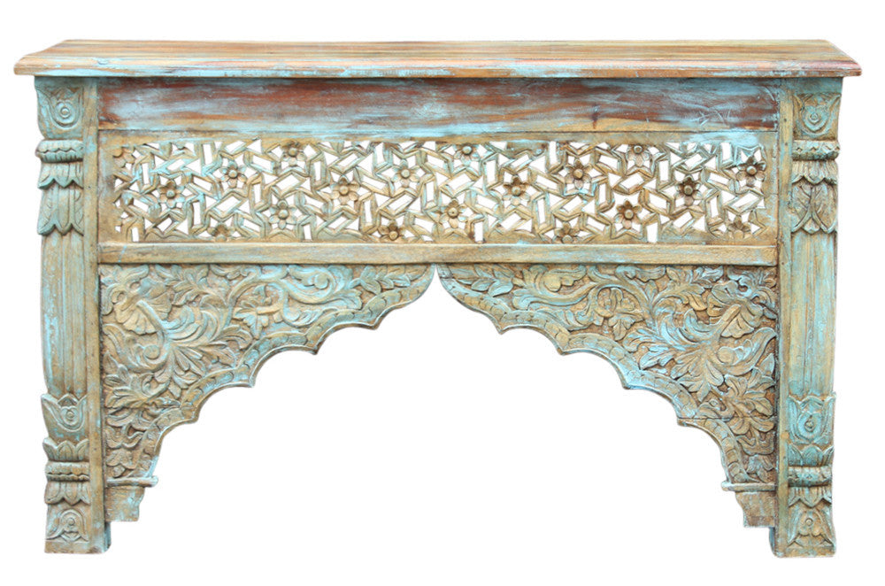 Moorish Azul Carved Front Console