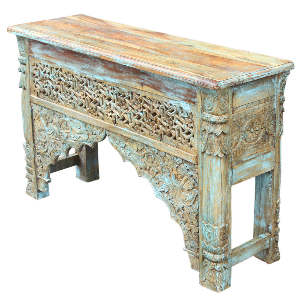 Moorish Azul Carved Front Console