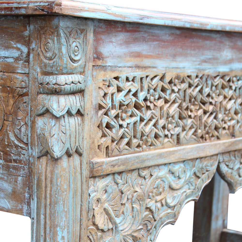 Moorish Azul Carved Front Console
