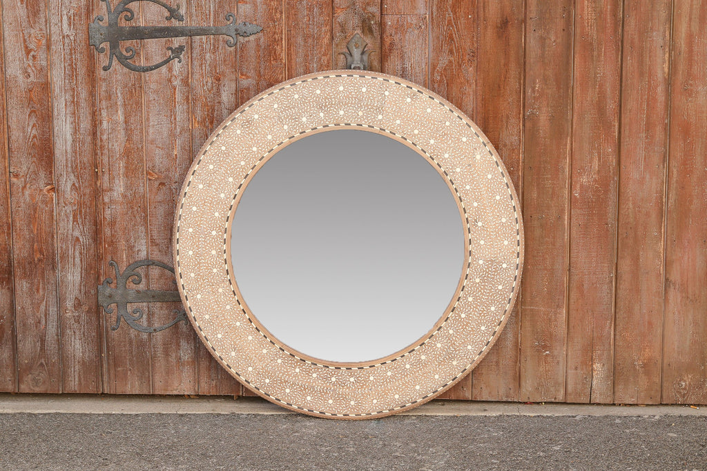 Round Zellige Bone Inlay Mirror