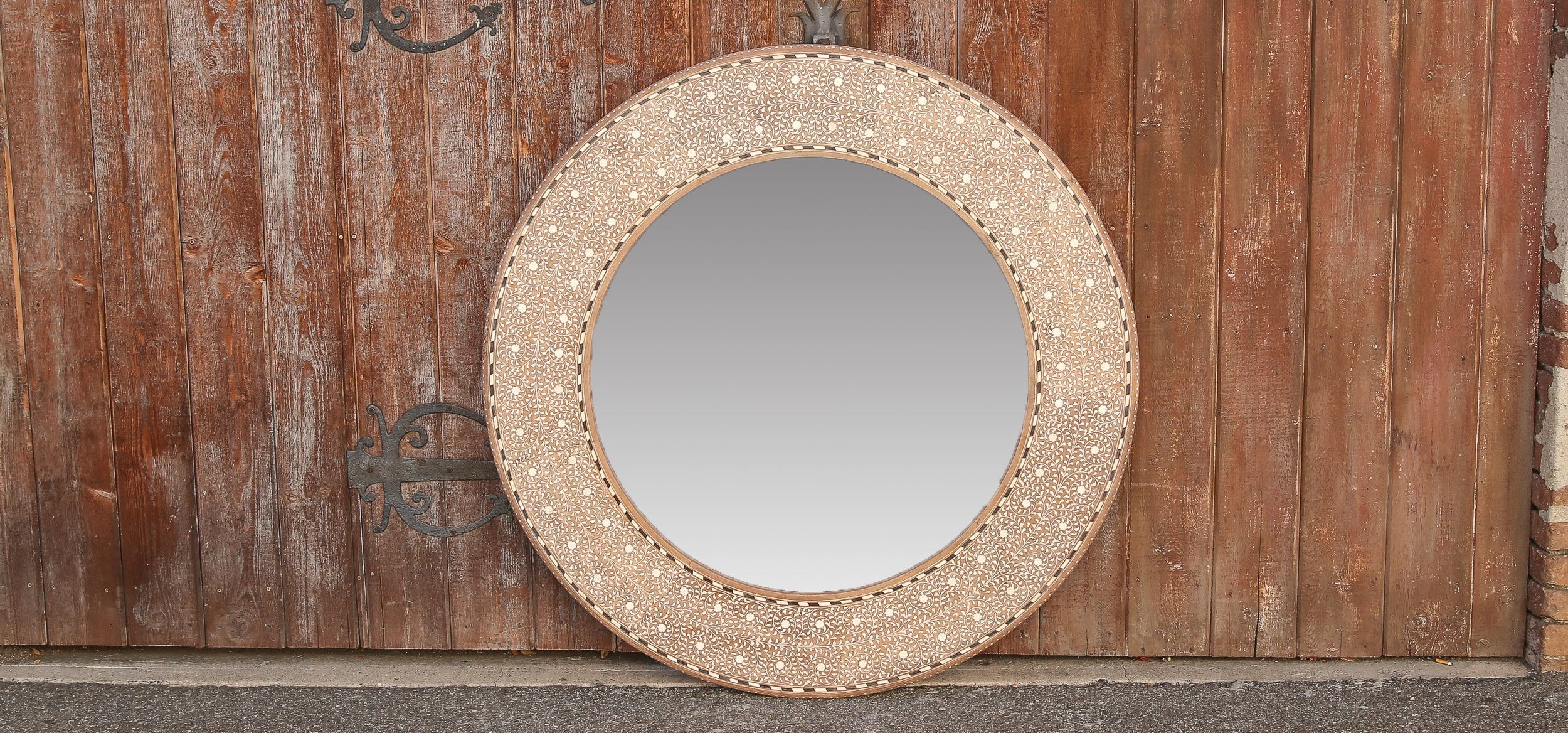 Round Zellige Bone Inlay Mirror