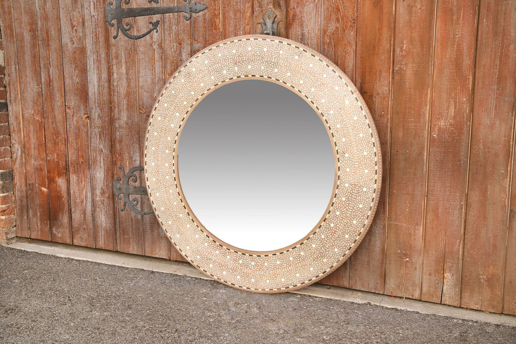 Round Zellige Bone Inlay Mirror